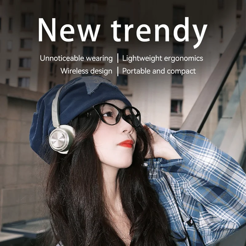 ZAODON mini Bluetooth-compatible 6.0 Headphones High Definition Audio Wireless Over Ear Headset - Blue