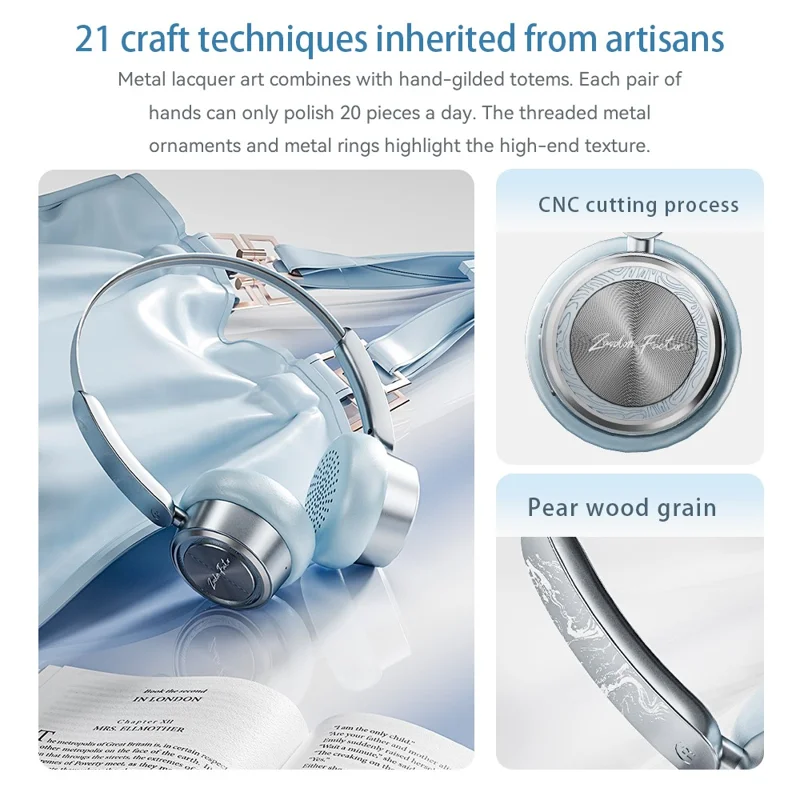 ZAODON mini Bluetooth-compatible 6.0 Headphones High Definition Audio Wireless Over Ear Headset - Blue