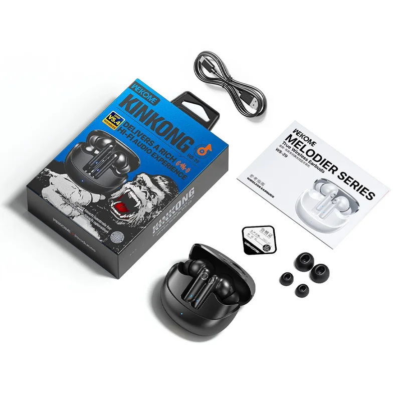 WEKOME WS-29 Kinkong Melodier Series True Wireless Bluetooth-Compatible Earbuds 10mm Drivers Headphones - Black