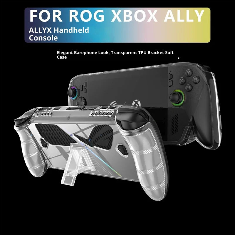 Gennemsigtigt TPU-beskyttelsesetui med stand til Asus ROG Xbox Ally (2025) / Xbox Ally X (2025) spilstyring