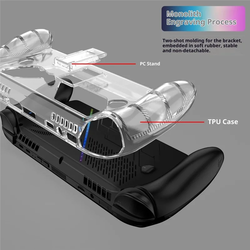 Gennemsigtigt TPU-beskyttelsesetui med stand til Asus ROG Xbox Ally (2025) / Xbox Ally X (2025) spilstyring