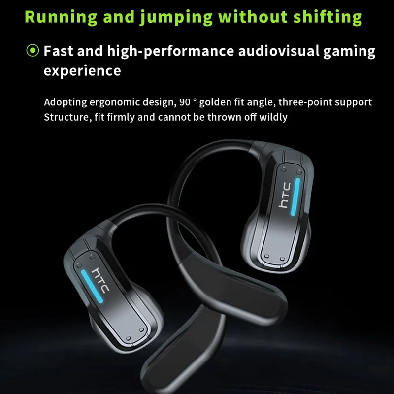 HTC NE02 Bluetooth-Compatible V6.0 Open-Ear Headphones Wireless Earbuds Long Battery Life High Sound Quality - Black