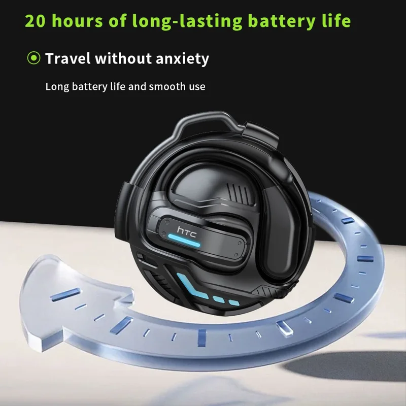 HTC NE02 Bluetooth-Compatible V6.0 Open-Ear Headphones Wireless Earbuds Long Battery Life High Sound Quality - Black