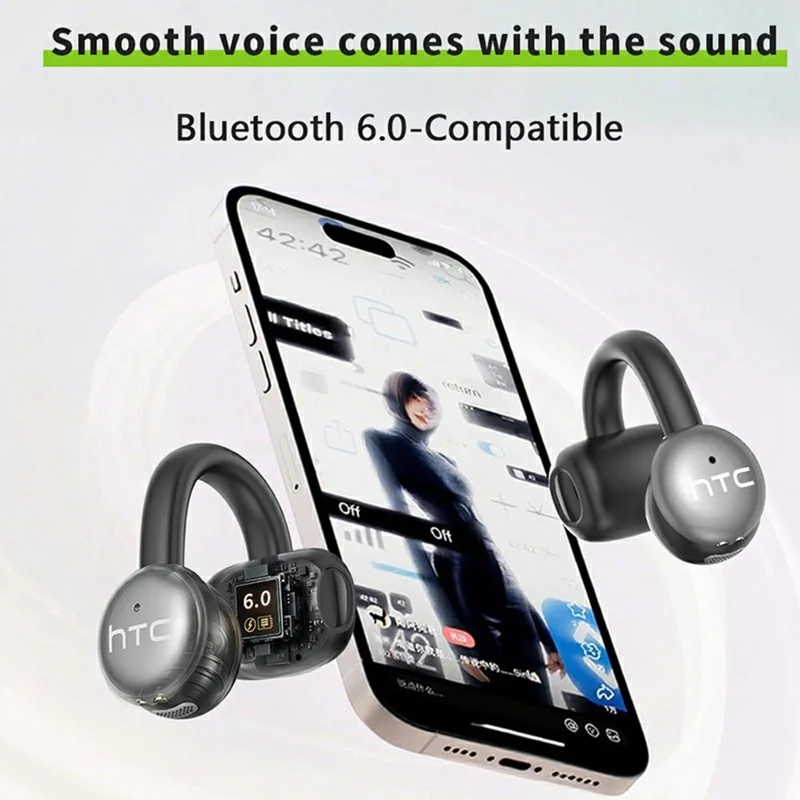 Fone de Ouvido Sem Fio HTC NE15 BT V6.0 OWS Sports com Microfone - Preto