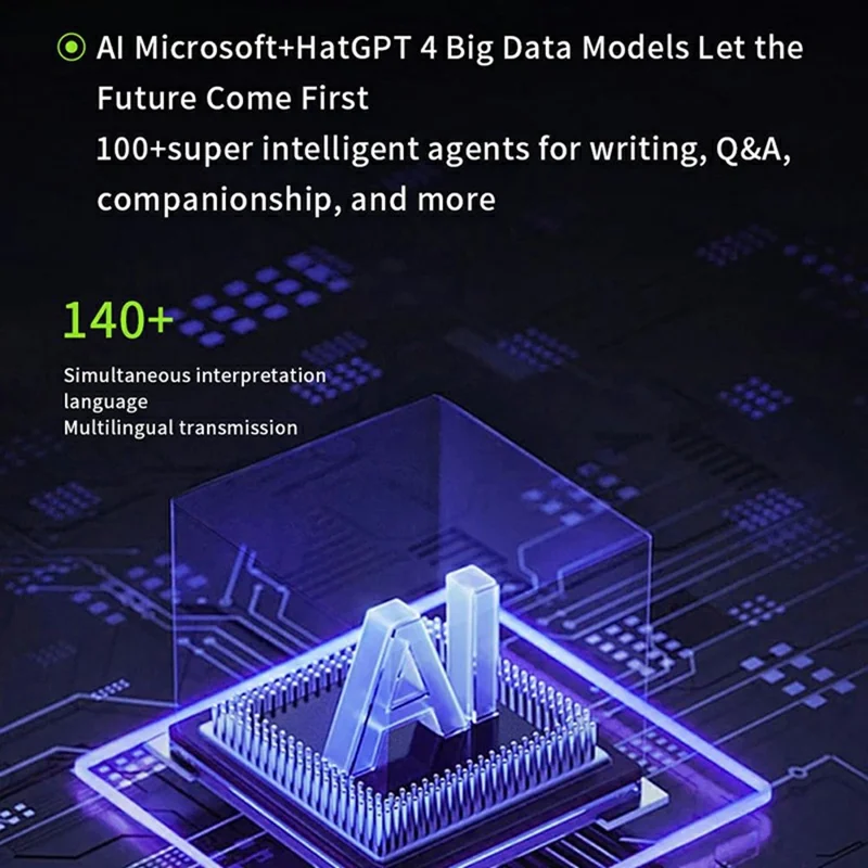 HTC NE32 słuchawki z tłumaczem AI, tłumaczenie w czasie rzeczywistym na 135 języków, wysokiej jakości dźwięk, słuchawki Bluetooth z mocowaniem, fioletowe