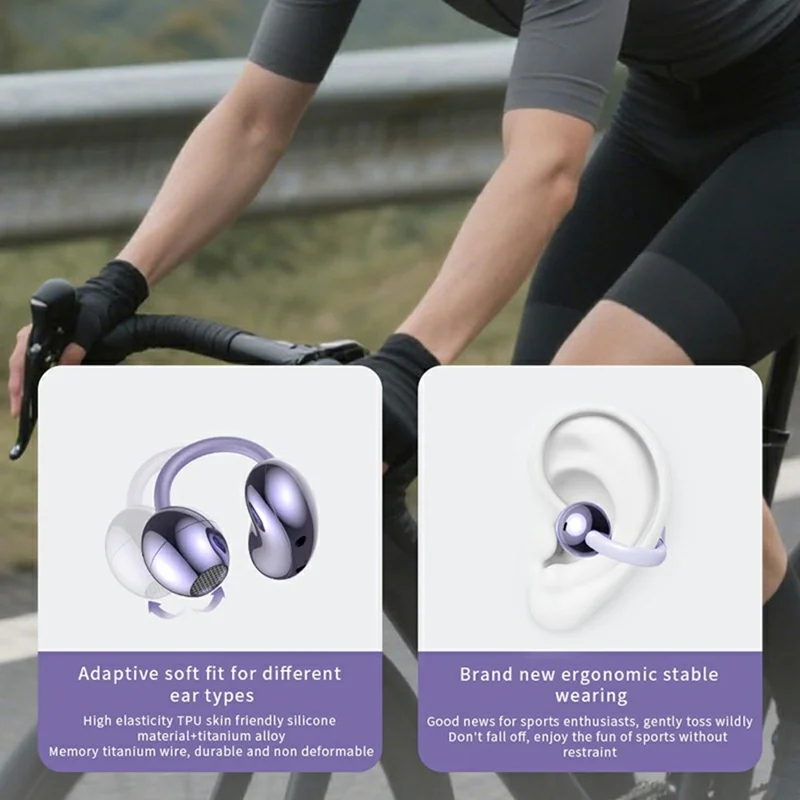 HTC NE32 słuchawki z tłumaczem AI, tłumaczenie w czasie rzeczywistym na 135 języków, wysokiej jakości dźwięk, słuchawki Bluetooth z mocowaniem, fioletowe