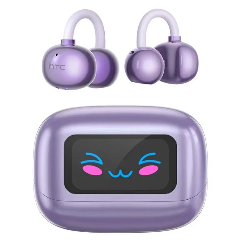 HTC NE54 AI Translation Earbuds HiFi Audio Bluetooth-compatible 6.0 135 Languages Real Time Translation Earphones - Purple