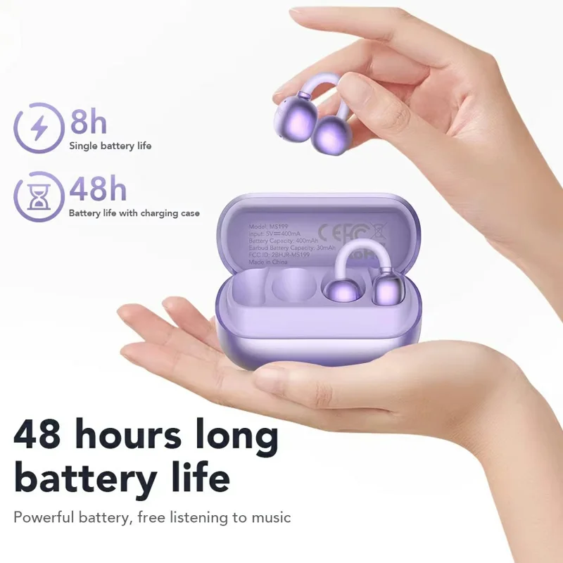 HTC NE54 AI Translation Earbuds HiFi Audio Bluetooth-compatible 6.0 135 Languages Real Time Translation Earphones - Purple