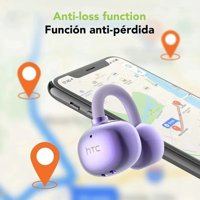 HTC NE54 AI Translation Earbuds HiFi Audio Bluetooth-compatible 6.0 135 Languages Real Time Translation Earphones - Purple