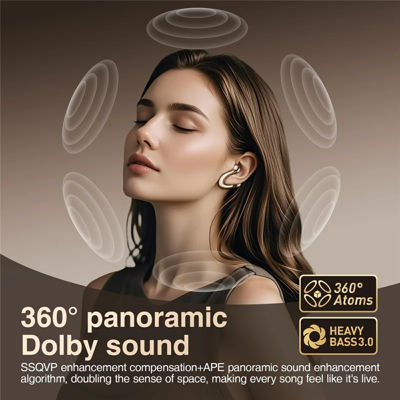 HILEO HI83 Open Ear Bluetooth-compatible 6.0 Earbuds 360 Degree Panoramic Sound Wireless Earphones - Gold