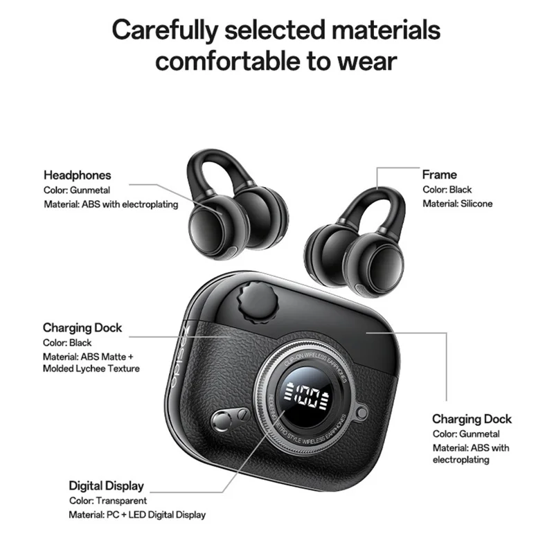 YESIDO YSP31 Écouteurs sans fil Open-Ear à clip Bluetooth compatibles Longue durée de batterie OWS