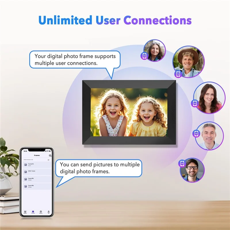 10,1-calowy cyfrowy ramka zdjęciowa z HD ekranem dotykowym Wi-Fi, chmura albumów, bezprzewodowy zdalny transfer zdjęć i wideo, automatyczna rotacja - Czarny / wtyk UE