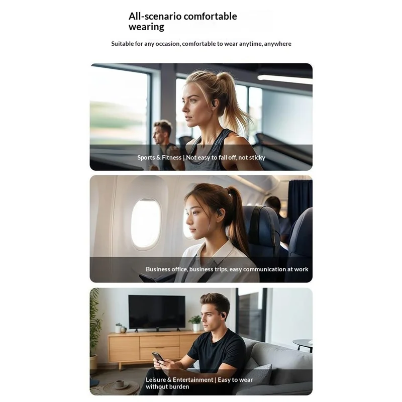 LENOVO ERAZER XF30 Écouteurs sans fil avec crochets d'oreille Son 360° Écouteurs ouverts Bluetooth Mode à faible latence pour le jeu et le streaming - Noir