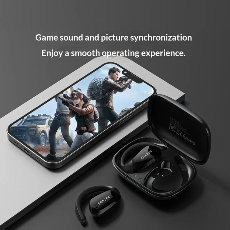 LENOVO ERAZER XF30 Écouteurs sans fil avec crochets d'oreille Son 360° Écouteurs ouverts Bluetooth Mode à faible latence pour le jeu et le streaming - Noir