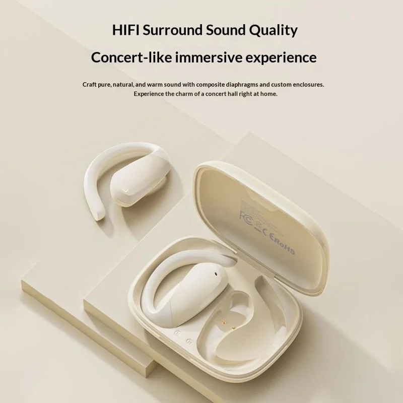 LENOVO ERAZER XF30 Écouteurs sans fil avec crochets d'oreille Son 360° Écouteurs ouverts Bluetooth Mode à faible latence pour le jeu et le streaming - Noir