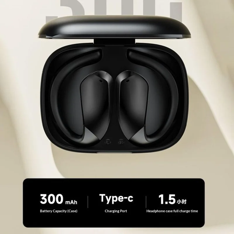 LENOVO ERAZER XF30 Écouteurs sans fil avec crochets d'oreille Son 360° Écouteurs ouverts Bluetooth Mode à faible latence pour le jeu et le streaming - Noir