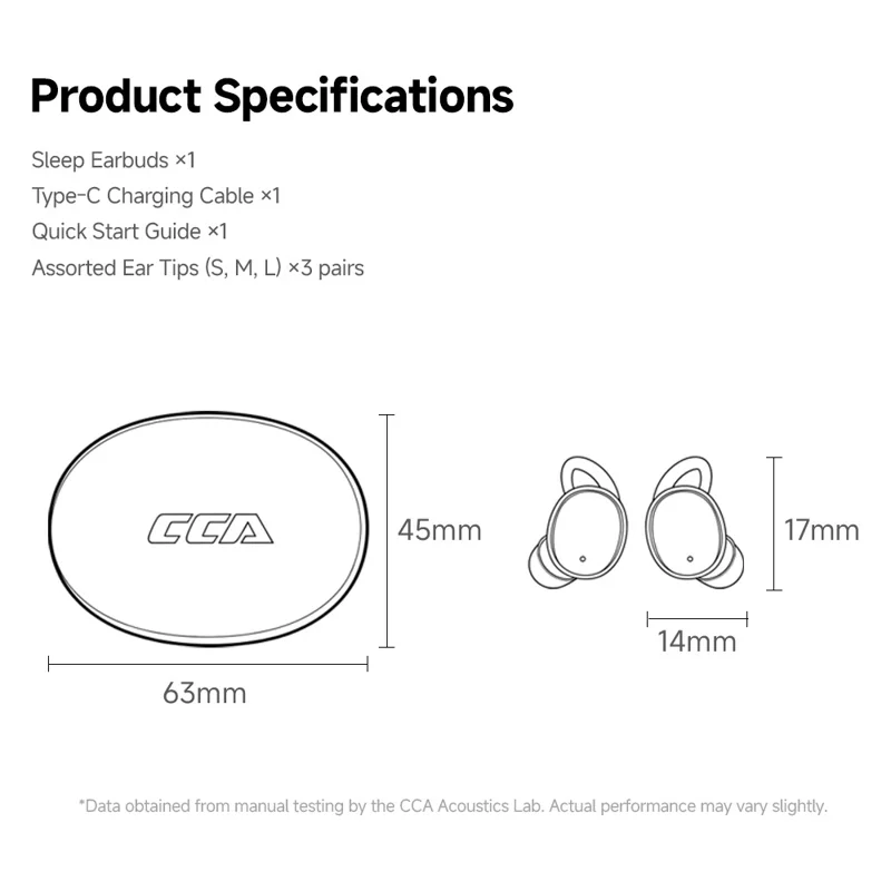 CCA Sleep Smart ANC Noise Cancelling Earbuds 6mm Dynamic Driver In-Ear Bluetooth-Compatible 5.4 Stereo Sleep Earphones - Midnight Blue