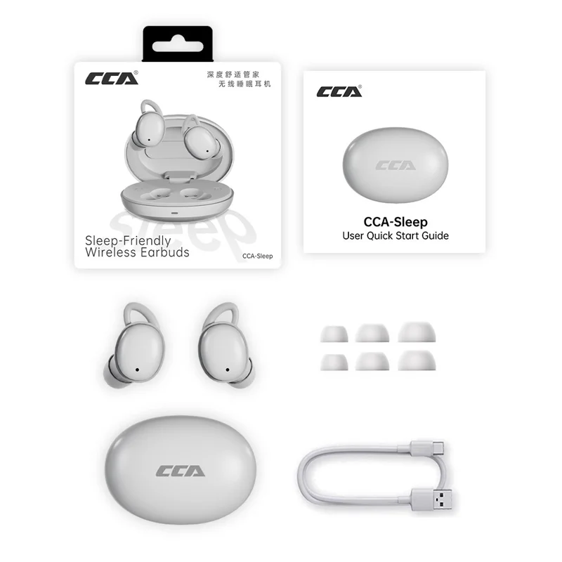 CCA Sleep Smart ANC Noise Cancelling Earbuds 6mm Dynamic Driver In-Ear Bluetooth-Compatible 5.4 Stereo Sleep Earphones - Midnight Blue