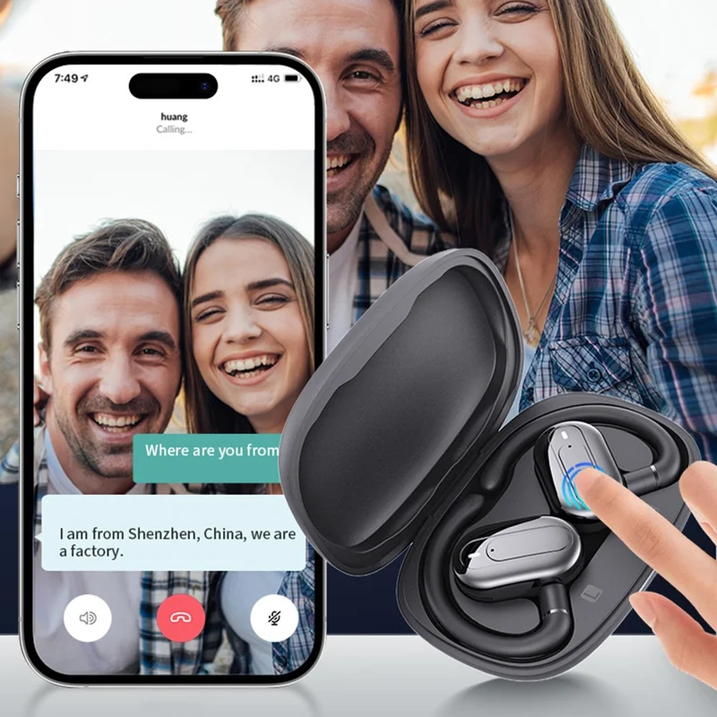 T29 Over-Ear Bluetooth-Compatible Earphones with Noise Reduction Real-Time Transcription AI Multilingual Translation Earbuds - Black