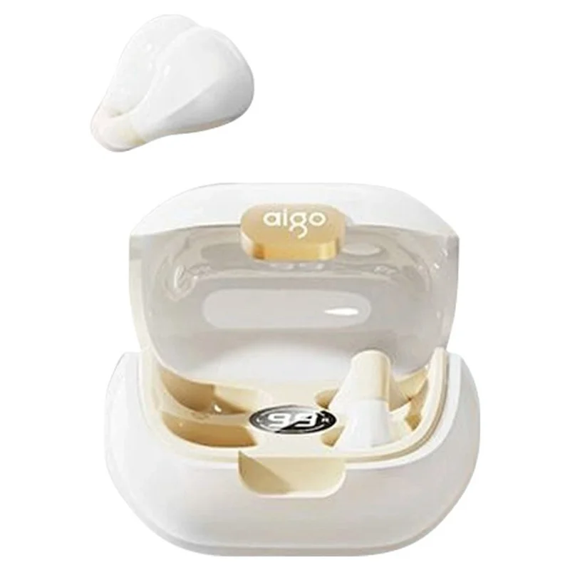 AIGO CJ155 Clip-On True Wireless Bluetooth-Compatible Наушники с высоким качеством звука и чехлом для зарядки — бежевый