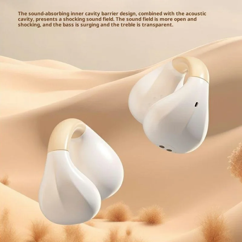 AIGO CJ155 Clip-On True Wireless Bluetooth-Compatible Наушники с высоким качеством звука и чехлом для зарядки — бежевый