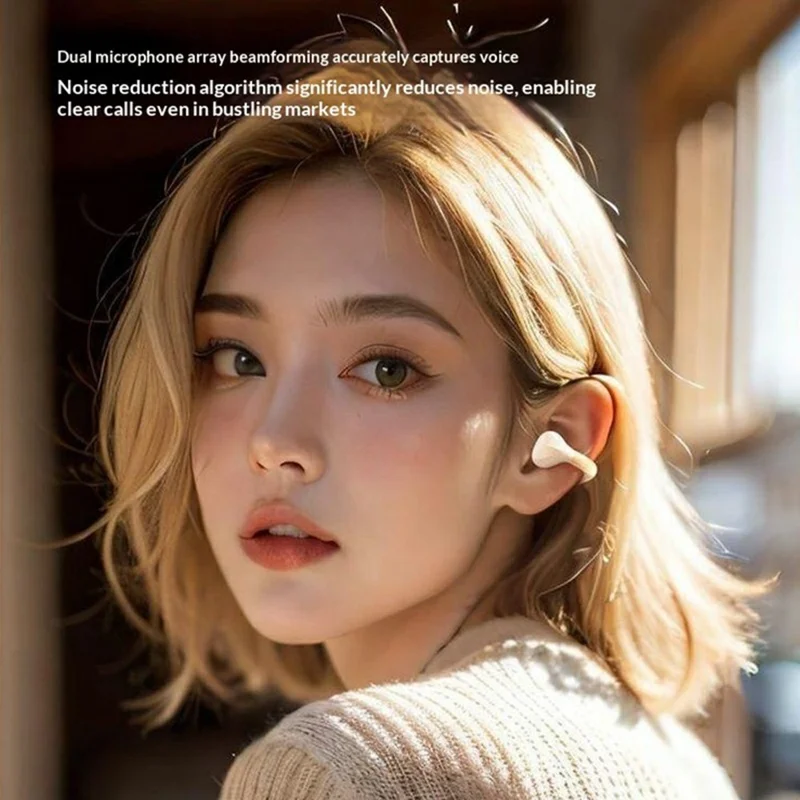 AIGO CJ155 Clip-On True Wireless Bluetooth-Compatible Наушники с высоким качеством звука и чехлом для зарядки — бежевый