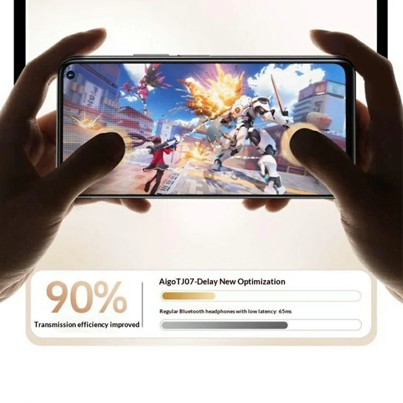 AIGO TJ07 Semi-In-Ear True Wireless Bluetooth-Compatible Earphones Smart Touch Earbuds with Charging Case - Beige