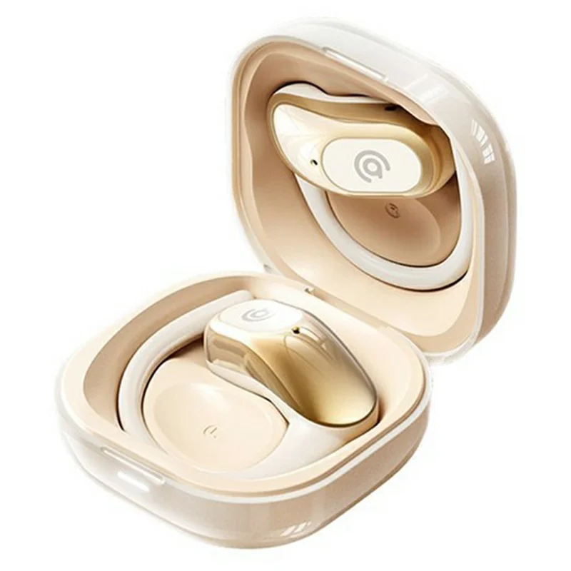 AIGO SJ298 Накладные беспроводные Bluetooth-наушники-крючки со смарт-сенсорным управлением и чехлом для зарядки — бежевый