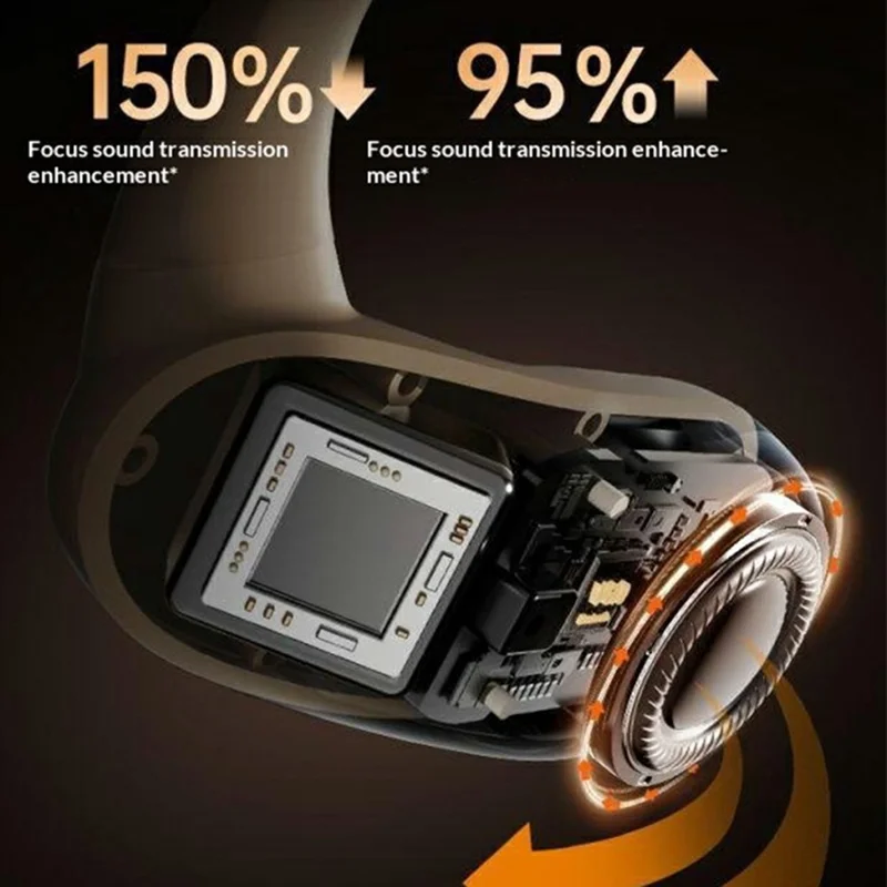 AIGO SJ298 Накладные беспроводные Bluetooth-наушники-крючки со смарт-сенсорным управлением и чехлом для зарядки — бежевый