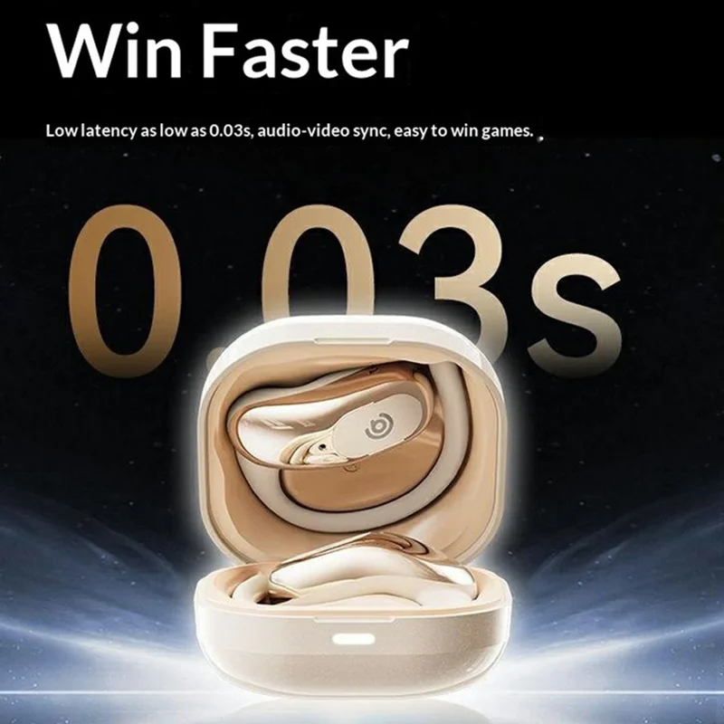 AIGO SJ298 Накладные беспроводные Bluetooth-наушники-крючки со смарт-сенсорным управлением и чехлом для зарядки — бежевый