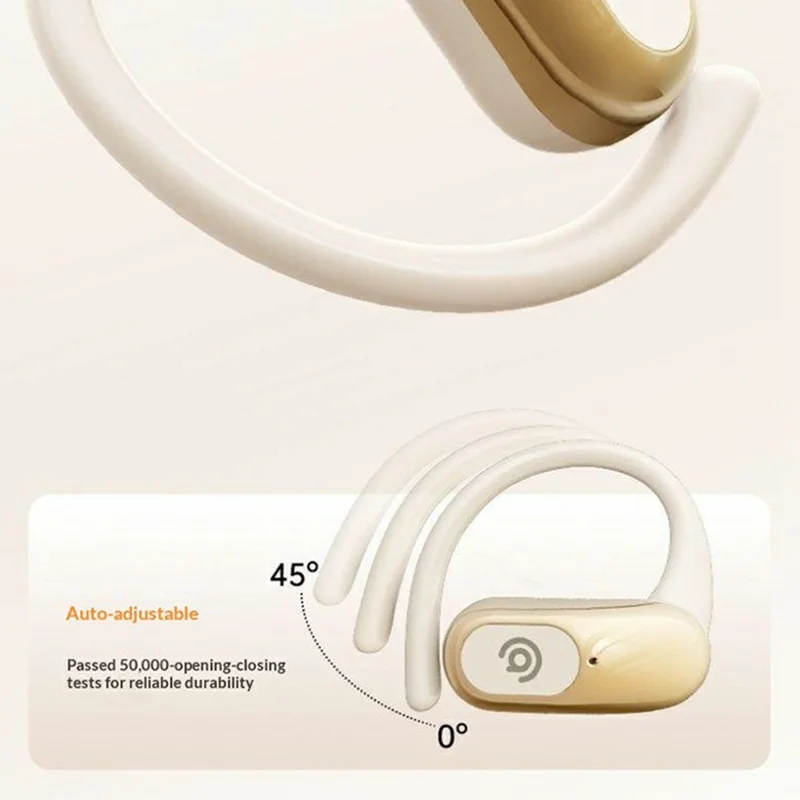 AIGO SJ298 Накладные беспроводные Bluetooth-наушники-крючки со смарт-сенсорным управлением и чехлом для зарядки — бежевый