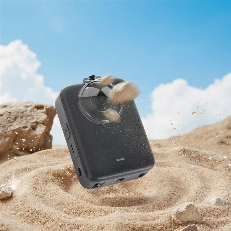 SUNNYLIFE OS-G041 لجهاز DJI Osmo 360 واقي العدسة غطاء واقٍ متكامل مقاوم للخدوش للكاميرا بانورامية - رمادي شفاف