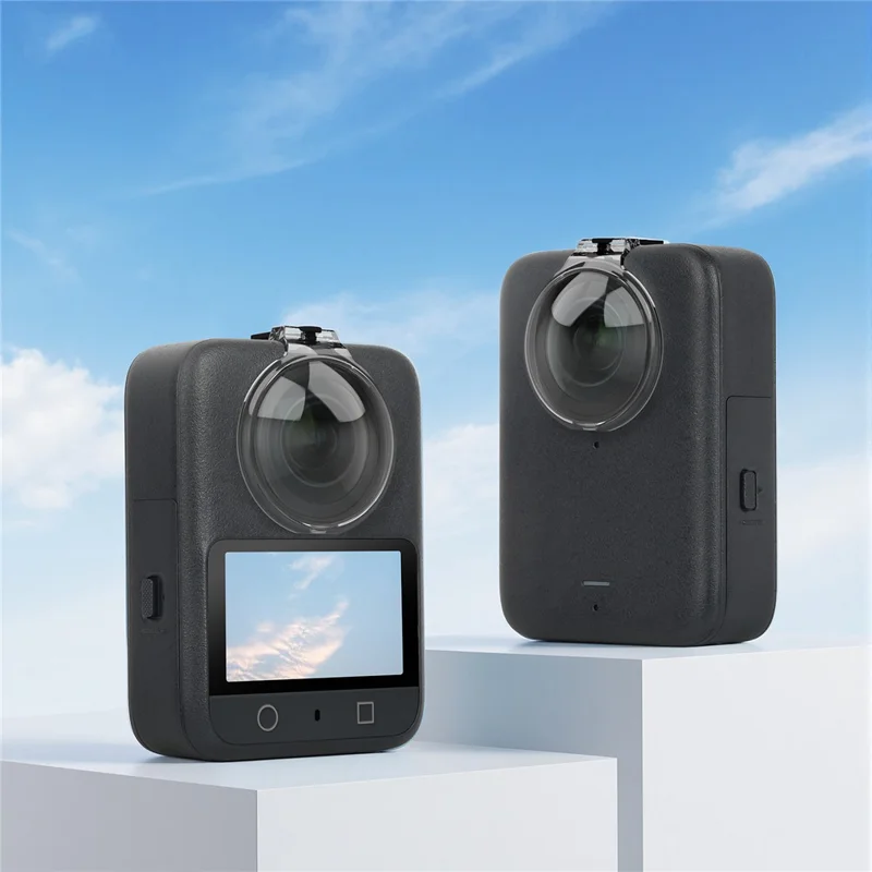 SUNNYLIFE OS-G041 لجهاز DJI Osmo 360 واقي العدسة غطاء واقٍ متكامل مقاوم للخدوش للكاميرا بانورامية - رمادي شفاف