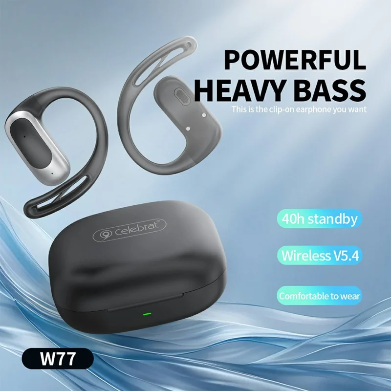 CELEBRAT W77 Trådløse Ørepuder Bluetooth-kompatibel 5.4 Sportsøretelefoner Sande Trådløse Ørekløer Design til Udendørs Brug
