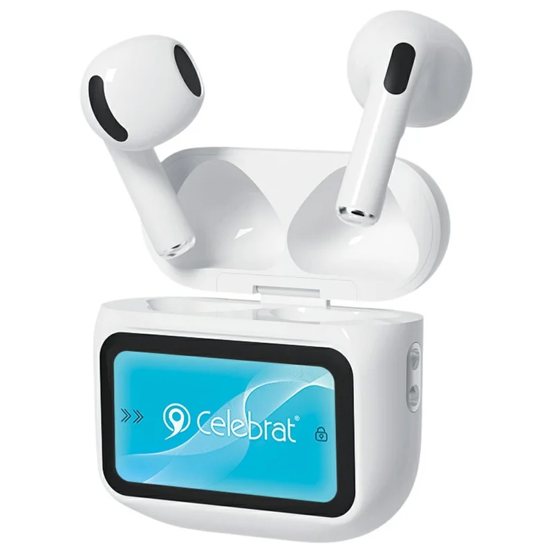 CELEBRAT W76 Wireless Earbuds HiFi Audio Bluetooth-compatible 5.4 Earbuds with Smart Color Touch Screen Charging Case
