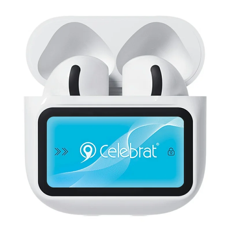 CELEBRAT W76 Wireless Earbuds HiFi Audio Bluetooth-compatible 5.4 Earbuds with Smart Color Touch Screen Charging Case