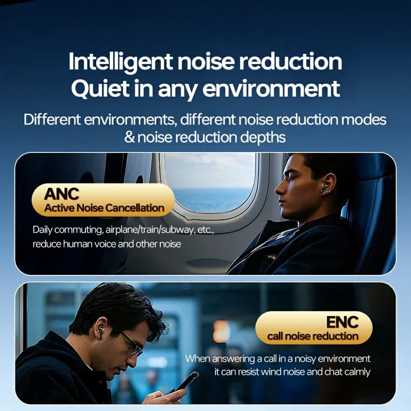 CELEBRAT W72 ANC + ENC Noise Cancelling Bluetooth-compatible 5.4 Earbuds HiFi Audio In-Ear Wireless Earbuds - Black