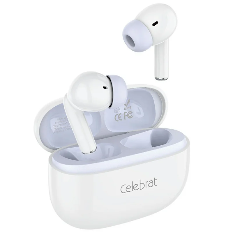 CELEBRAT W73 IPX4 Waterproof Wireless Earbuds Spatial Audio Bluetooth-compatible 5.4 In-Ear Sports Earbuds - White
