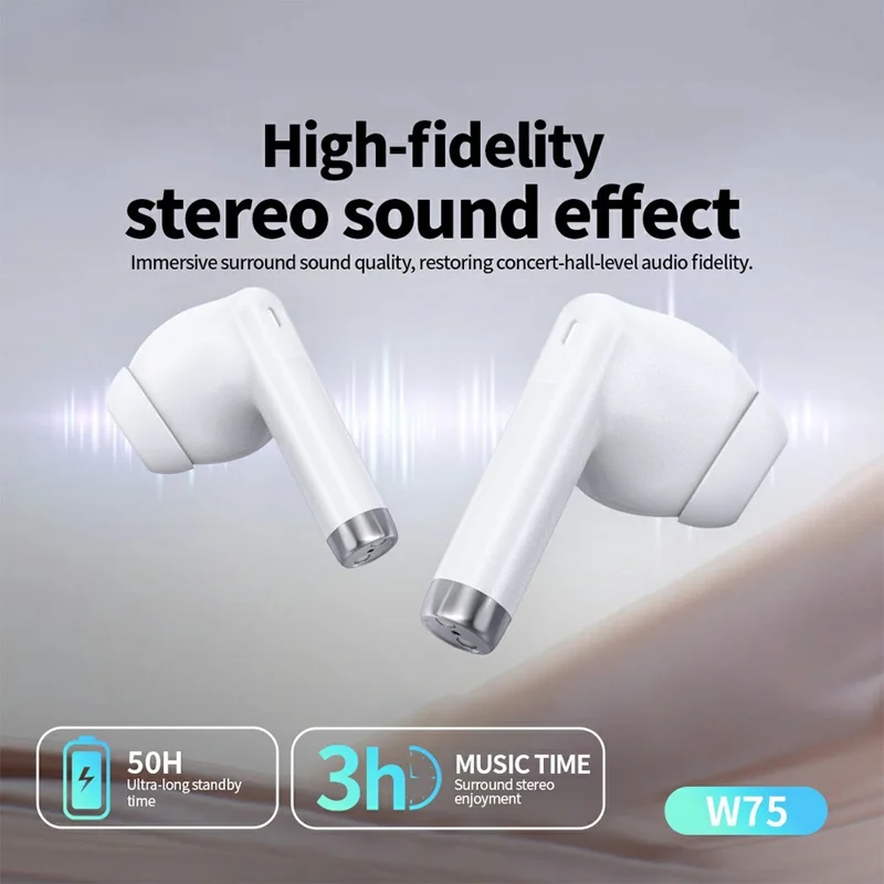 Беспроводные наушники CELEBRAT W75, Bluetooth 5.4, высокое качество звука, вставные наушники — черные