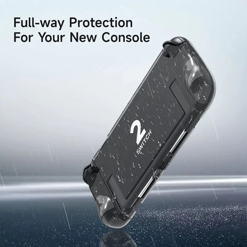 EASYSMX A02 For Nintendo Switch 2 Game Console Transparent Protective Case with Silicone Joy-Con Grip Handle Cover Set