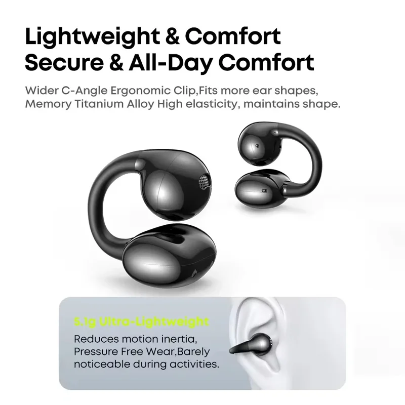 LANGSDOM TS30 OWS Open-Ear Earbuds Bluetooth-Compatible 6.0 Clip-On Earphones for Sports