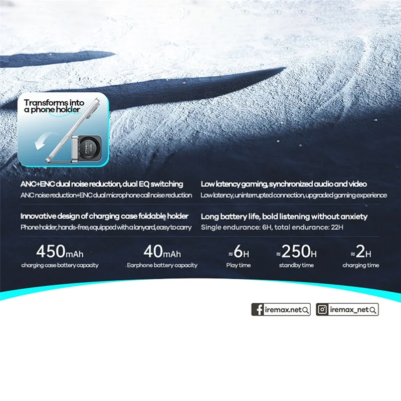 REMAX TWS-17 Wireless Earbuds ANC ENC Noise Cancelling True Wireless Stereo Earphones for Music / Calls - Black