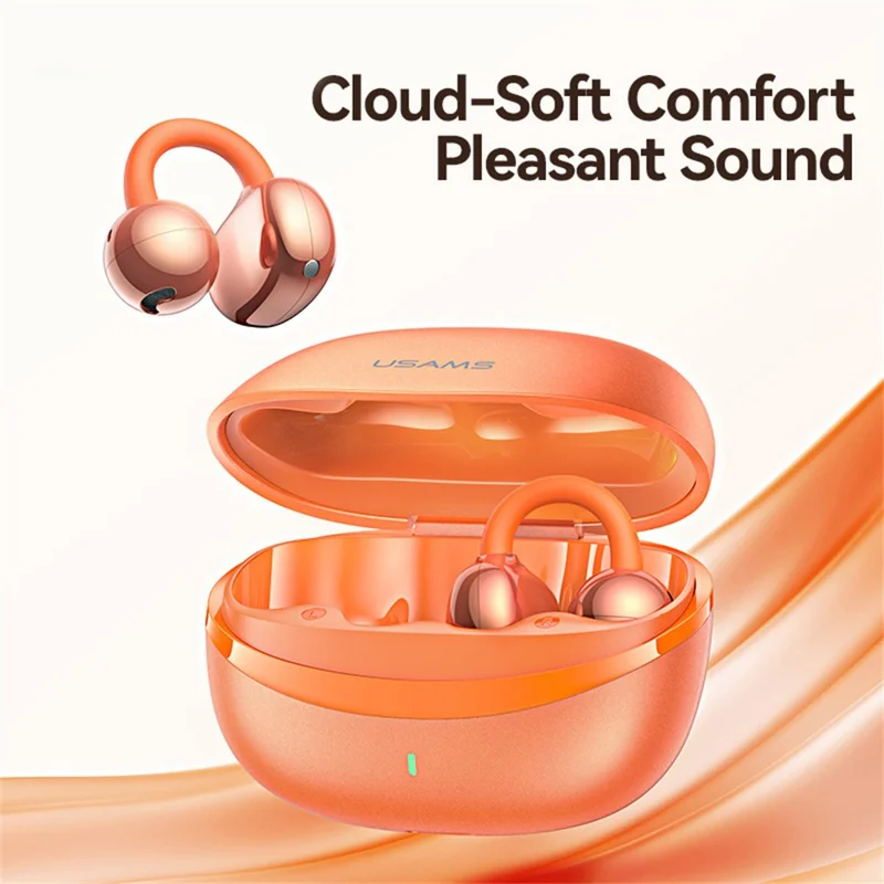 USAMS Echo R03 Clip-On Earbuds 11mm Driver Bluetooth-compatible 6.0 Wireless Earbuds - Orange