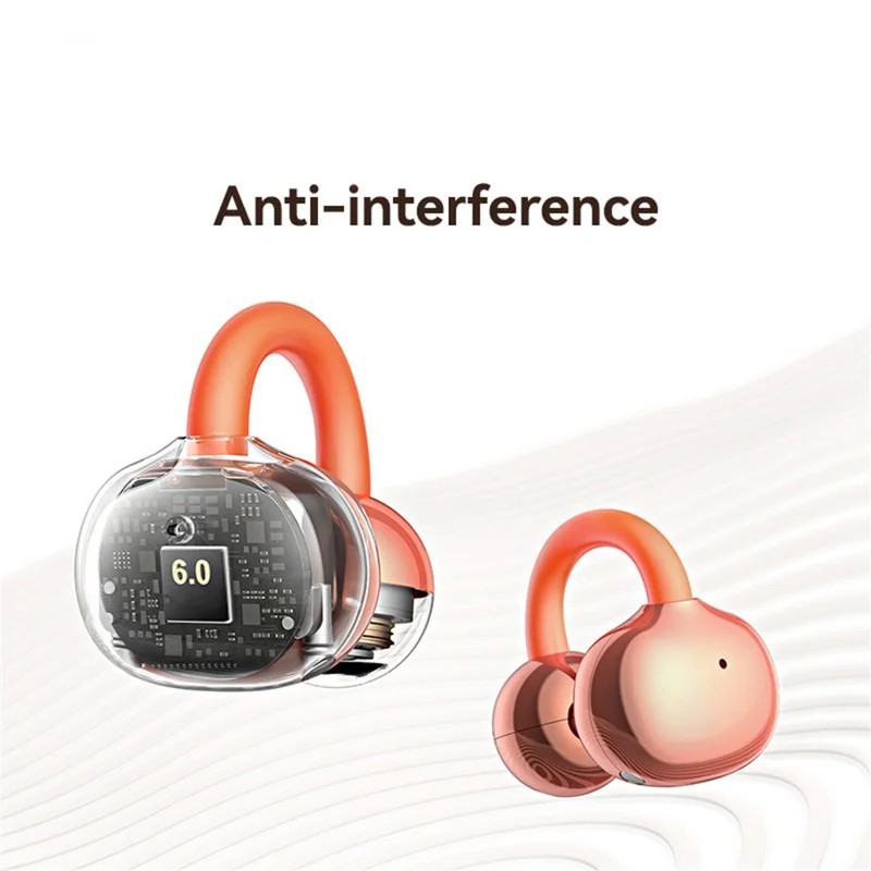 USAMS Echo R03 Clip-On Earbuds 11mm Driver Bluetooth-compatible 6.0 Wireless Earbuds - Orange