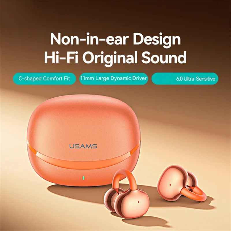 USAMS Echo R03 klämmöra 11 mm driver Bluetooth 6.0 trådlösa öronsnäckor - Blå