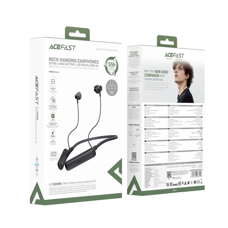 ACEFAST N8 Nackenbügel kabellose Ohrhörer IPX4 wasserdicht LED-Anzeige Bluetooth-kompatible Ohrhörer