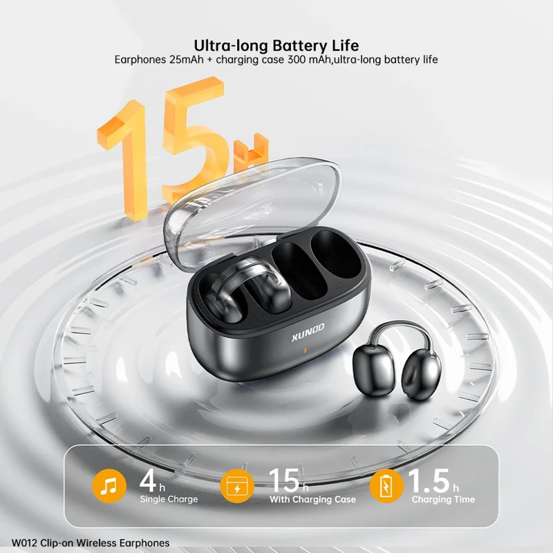 Беспроводные наушники XUNDD W012 Bluetooth 5.4, сенсорное управление, клипса