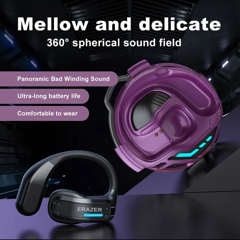 Наушники OWS с поддержкой Bluetooth, HiFi-звук, сенсорное управление, открытые наушники для спорта для LENOVO ERAZER X8 — фиолетовые