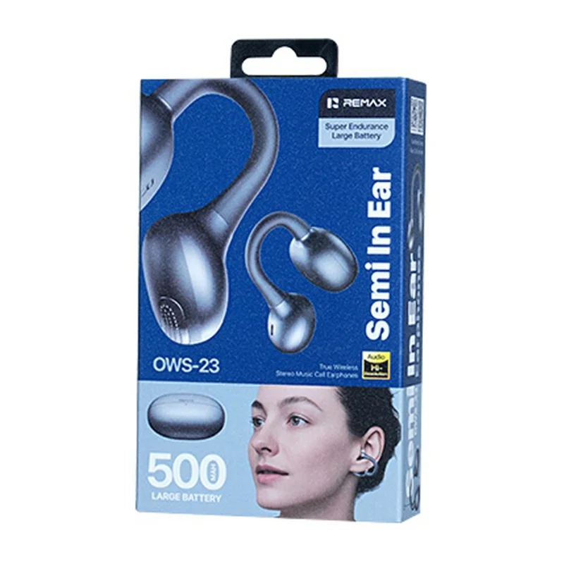 REMAX OWS-23 True Wireless Earphones 12mm Driver Stereo Music Call Bluetooth-Compatible Earbuds - Black