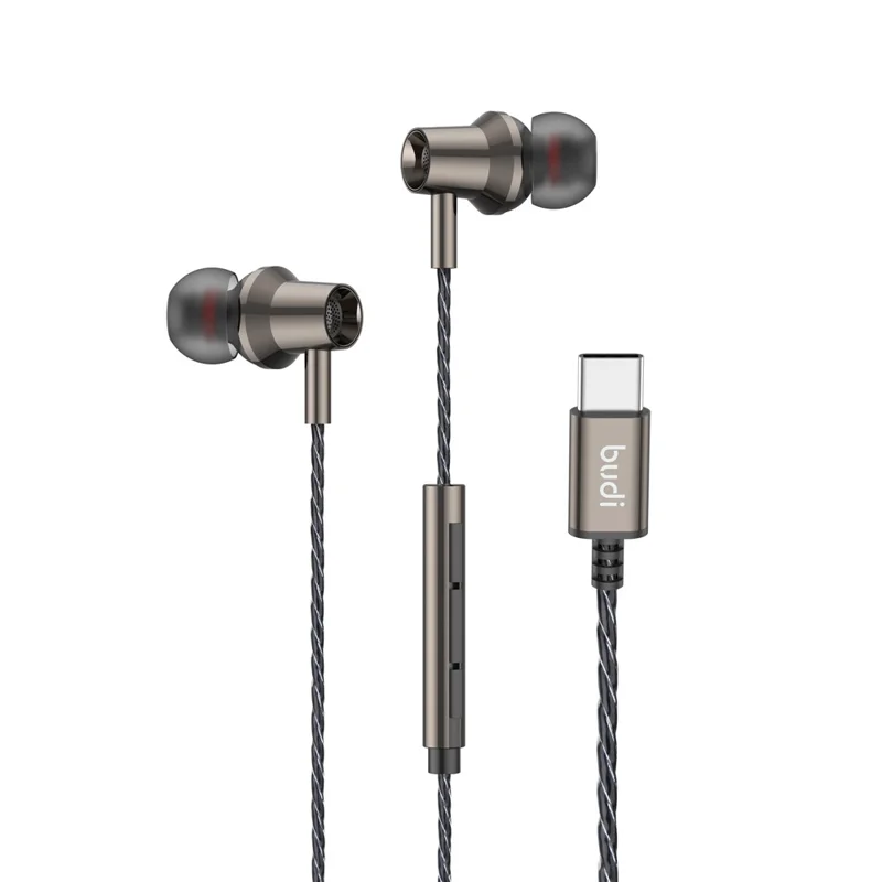 BUDI EP79TB In-Ear Earphones with USB-C Connector 1.2m Type-C Wired Earphones for Smartphones / Tablets / Laptops